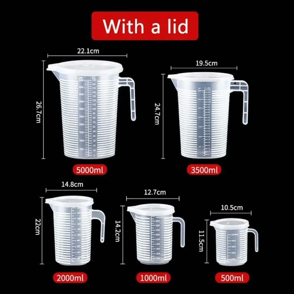 100-5000ml 주방용 식품 등급 계량컵 눈금 뚜껑형/무뚜껑 PC 내열 밀크티 매장 플라스틱 비커