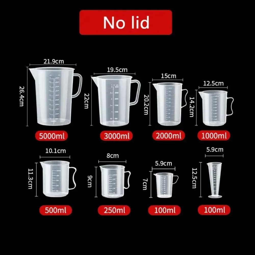 100-5000ml 주방용 식품 등급 계량컵 눈금 뚜껑형/무뚜껑 PC 내열 밀크티 매장 플라스틱 비커