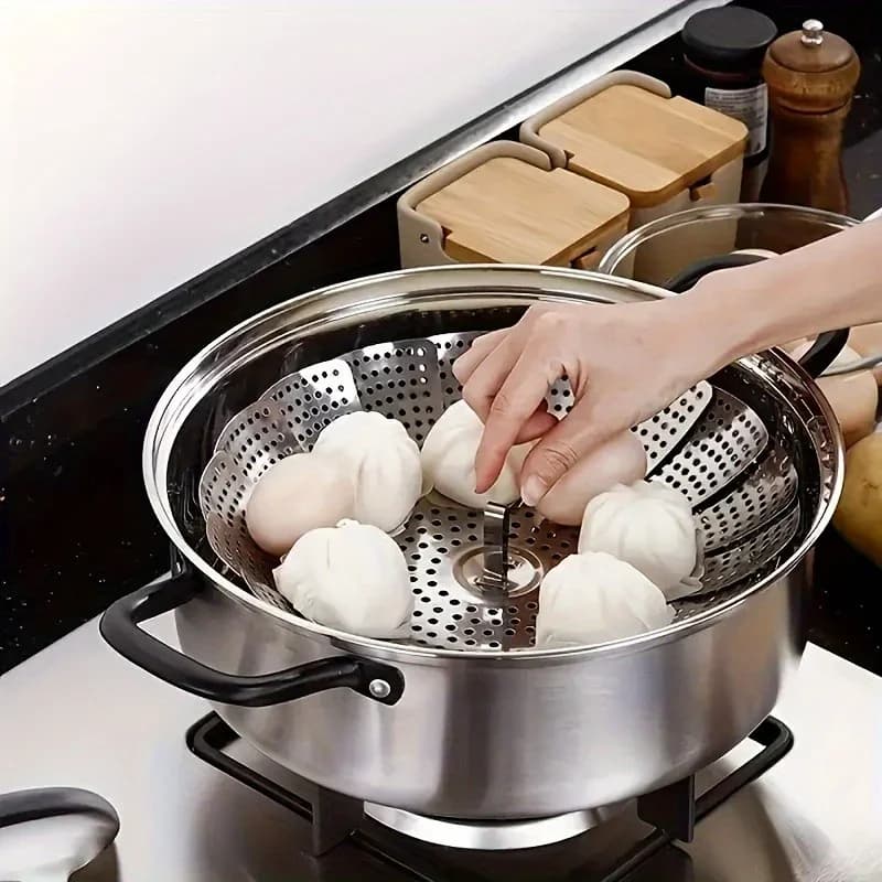 접이식 스테인리스 찜기 바스켓 (6-10.5인치 확장형) 냄비용 야채 찜받침 삼발이