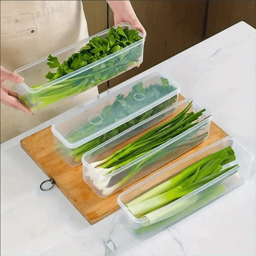 뚜껑형 냉장고 보관 용기 1/2/4개 세트 파/고수/계란/면 신선 밀폐 보관함