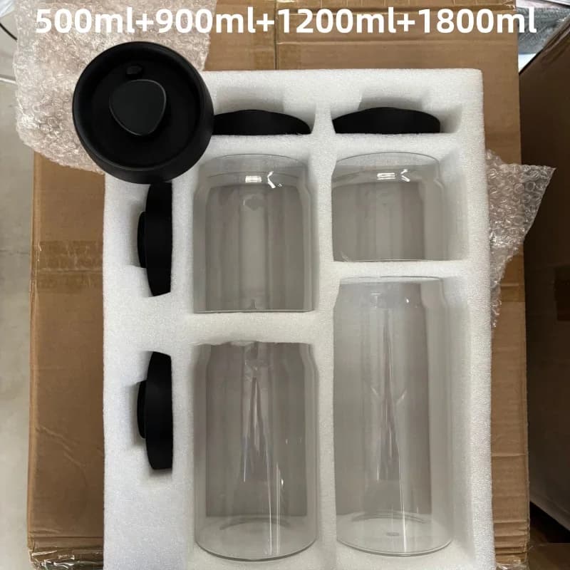 진공 밀폐 유리 보관 용기 블랙 뚜껑 커피 원두 티 보관병
