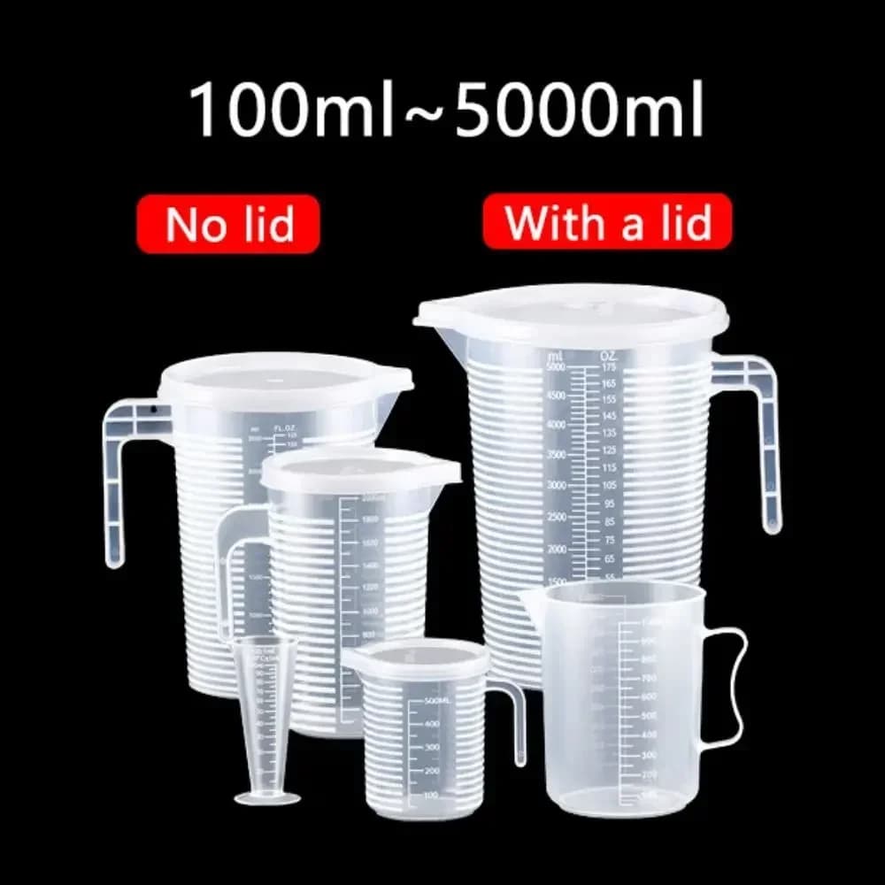 100-5000ml 주방용 식품 등급 계량컵 눈금 뚜껑형/무뚜껑 PC 내열 밀크티 매장 플라스틱 비커