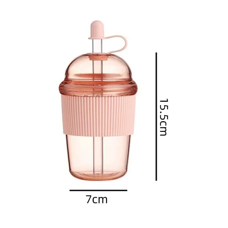 휴대용 플립 빨대컵 1개 430ml 플라스틱 감성 대용량 물병 차 커피 우유 내열 주스 젤리 컵