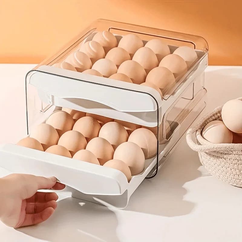 냉장고용 2단 서랍형 대용량 계란 보관함 1개 신선 보관 에그 트레이