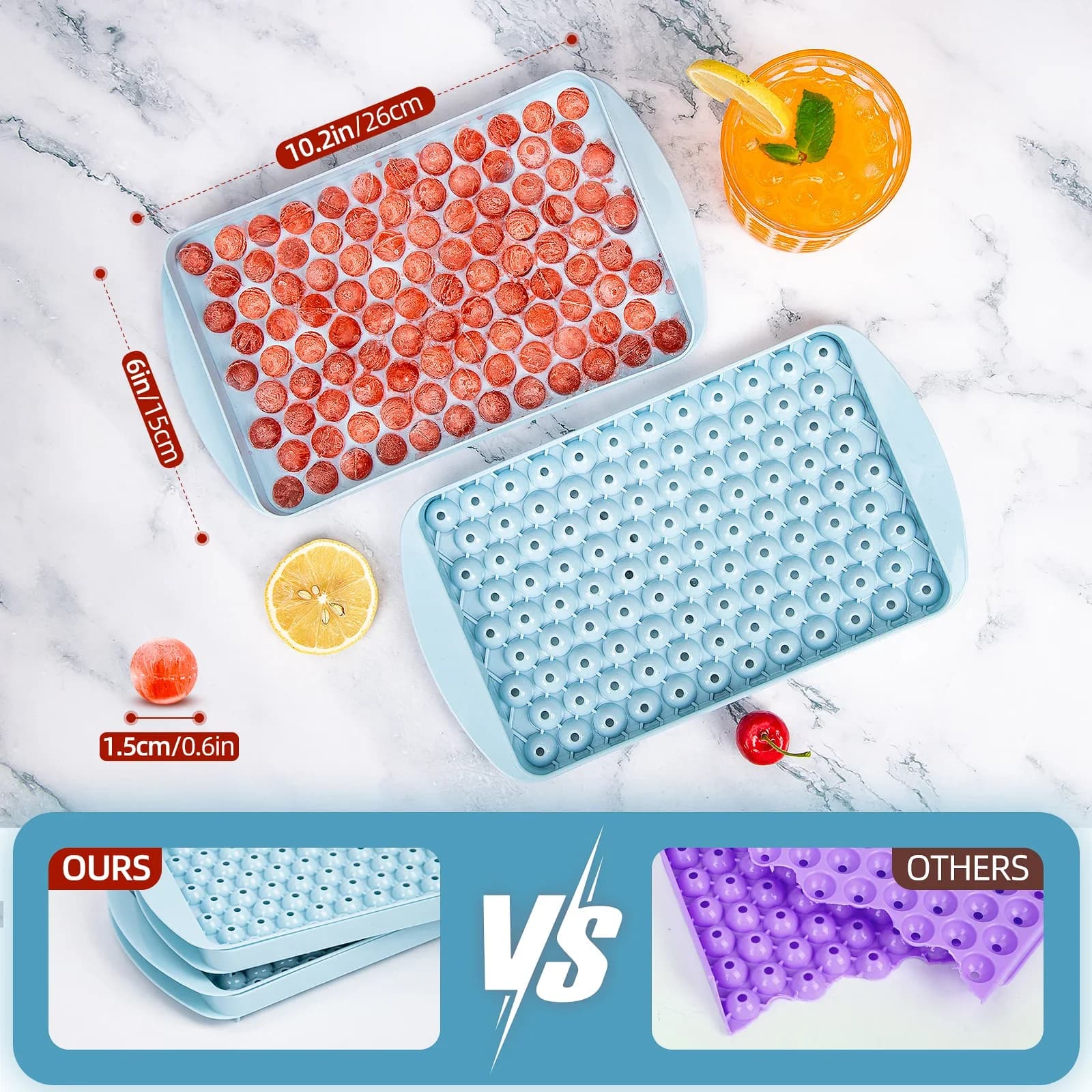 미니 아이스 트레이 104구 원형 얼음틀 바 칵테일 위스키 음료 커피 주스용 원형 얼음 메이커